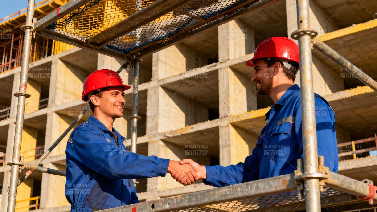工地握手 合作达成图片