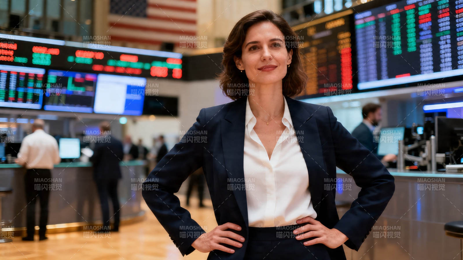 华尔街女强人自信站立图片