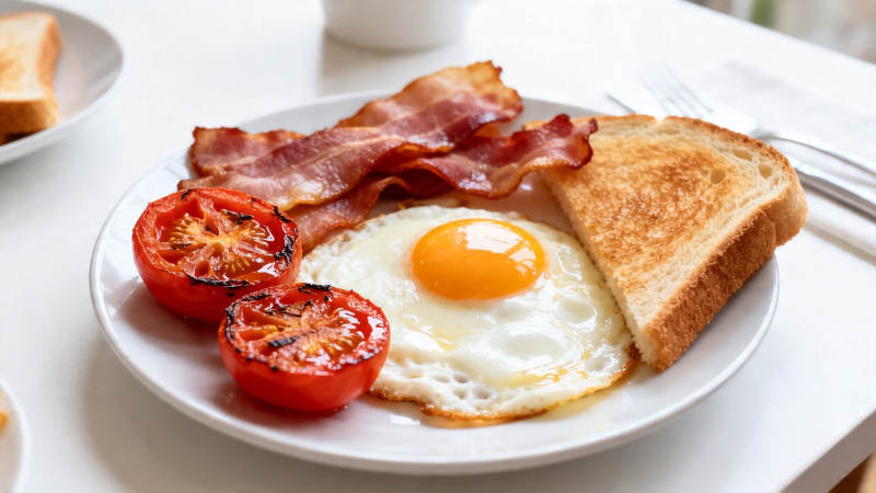 经典英式早餐 煎蛋培根吐司图片