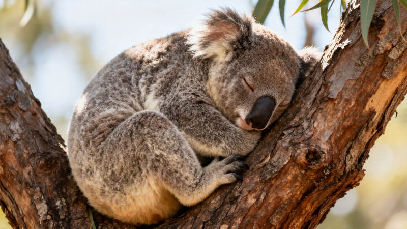 树袋熊酣睡枝头图片