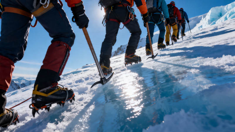 冰原徒步队 踏雪前行图片