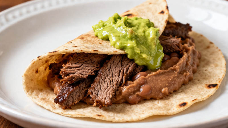 牛肉塔可配牛油果酱图片