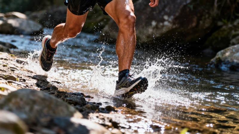 溪中奔跑 溅起水花图片