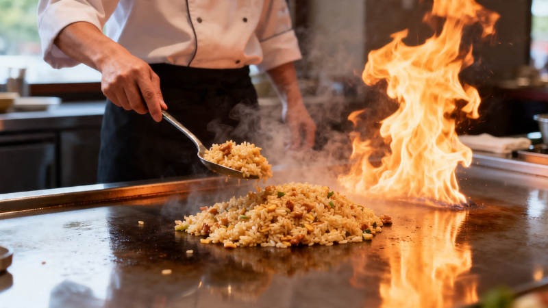 铁板炒饭火焰秀图片