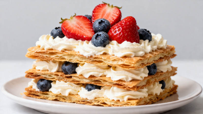 草莓蓝莓千层酥蛋糕图片