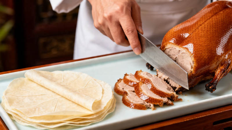 烤鸭切片配薄饼图片