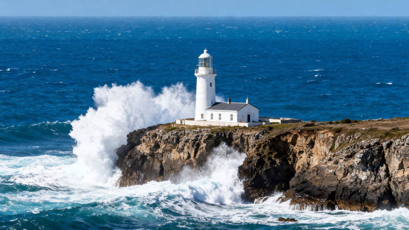 灯塔怒浪 崖岸雄姿图片