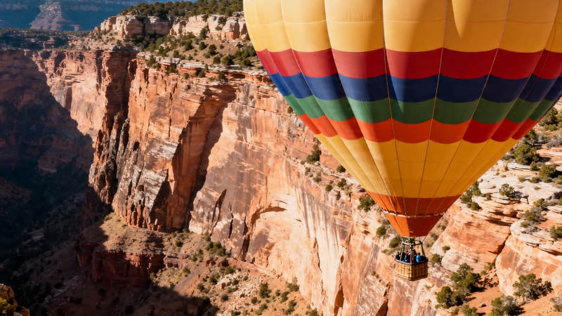 热气球飞越峡谷奇观图片