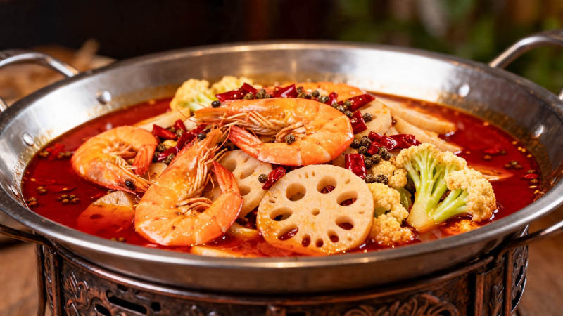 麻辣香锅 鲜虾莲藕花菜图片