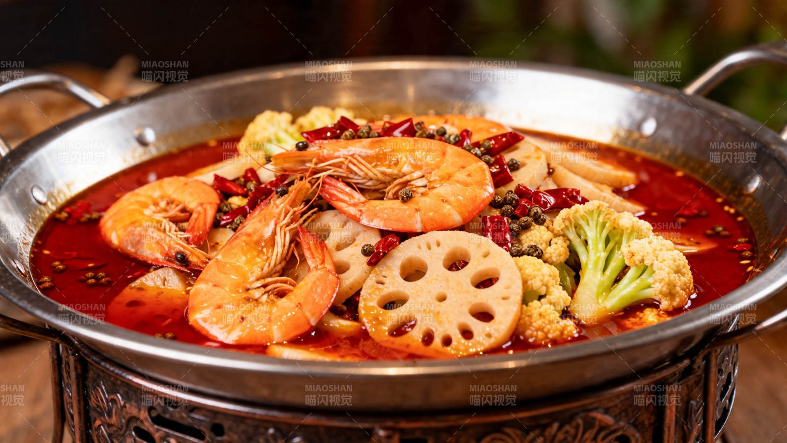 麻辣香锅 鲜虾莲藕花菜图片