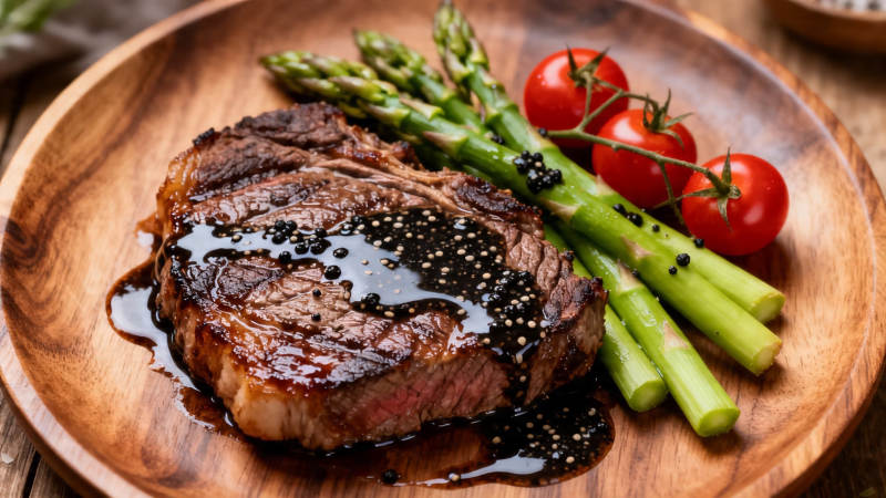 牛排配芦笋樱桃番茄图片