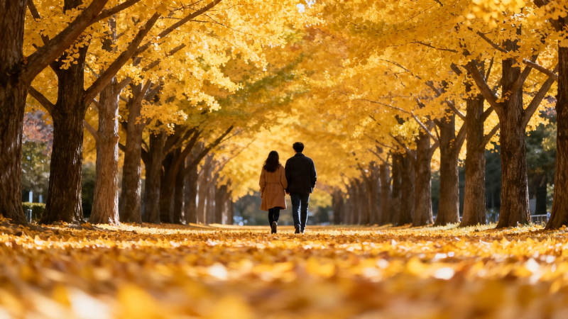 秋日金径 携手漫步图片