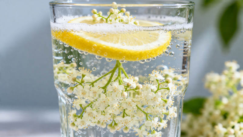 柠檬接骨木花气泡水图片