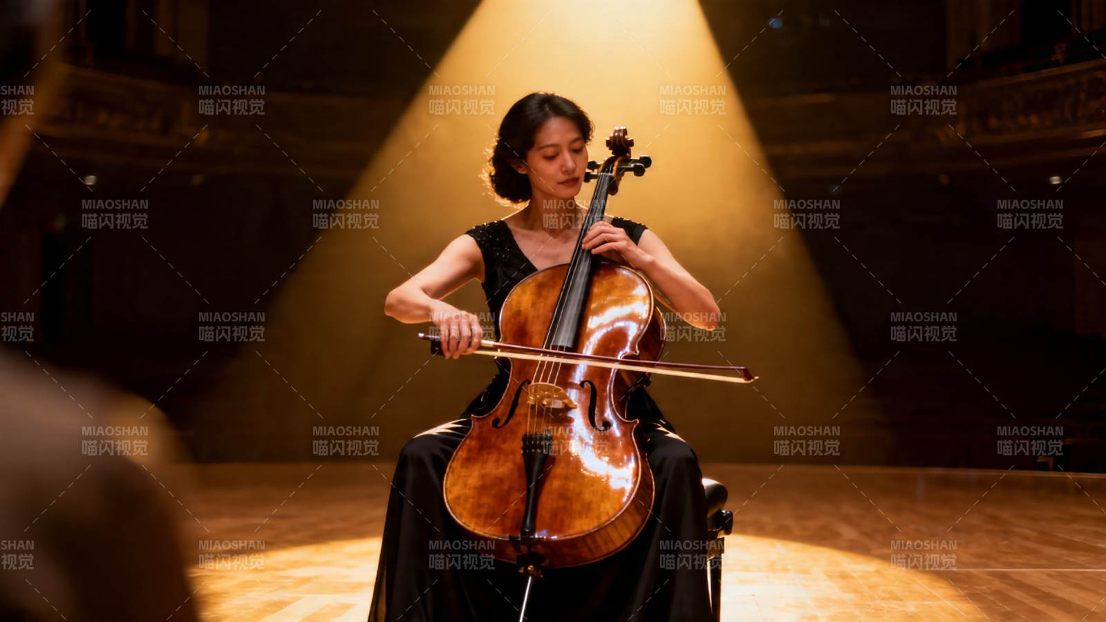 大提琴独奏 聚光下的优雅演奏图片