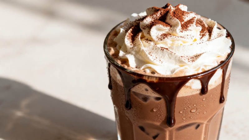 巧克力奶昔配奶油可可粉图片