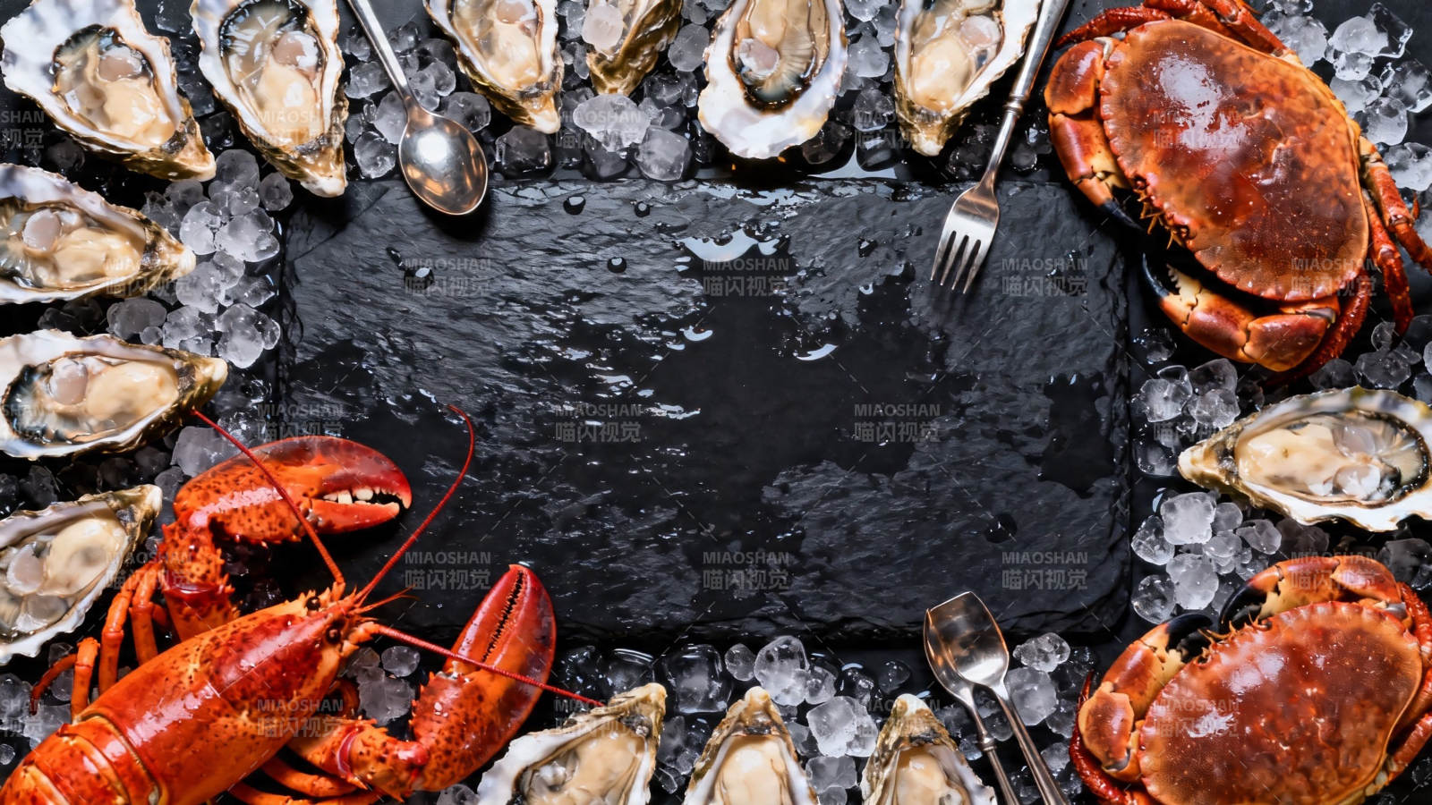 冰镇海鲜盛宴 龙虾蟹蚝环绕图片