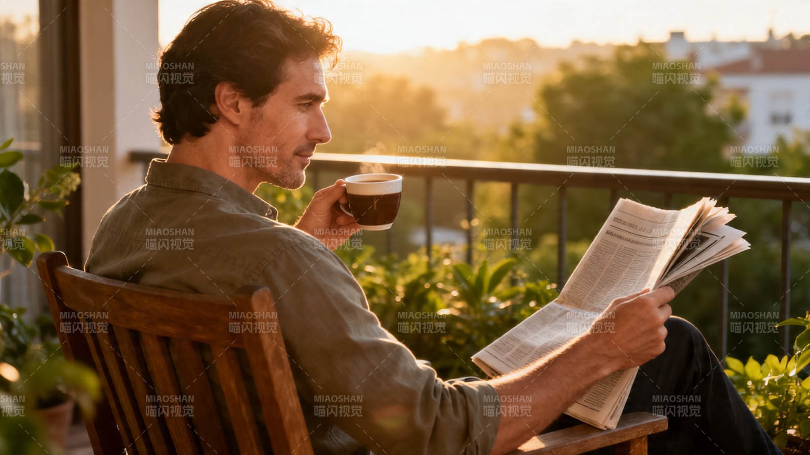 晨读咖啡 阳台静享时光图片