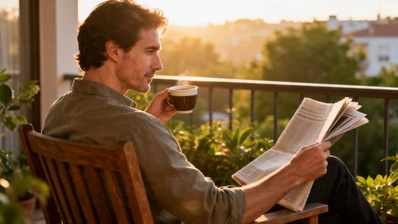 晨读咖啡 阳台静享时光图片