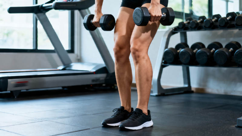 健身房哑铃训练特写图片