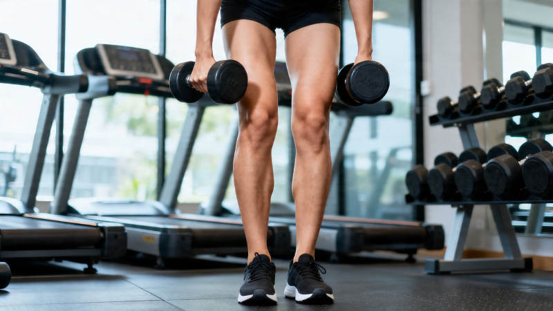 健身房哑铃训练特写图片