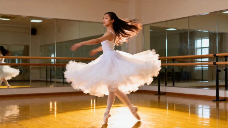 白裙舞者旋转如风图片