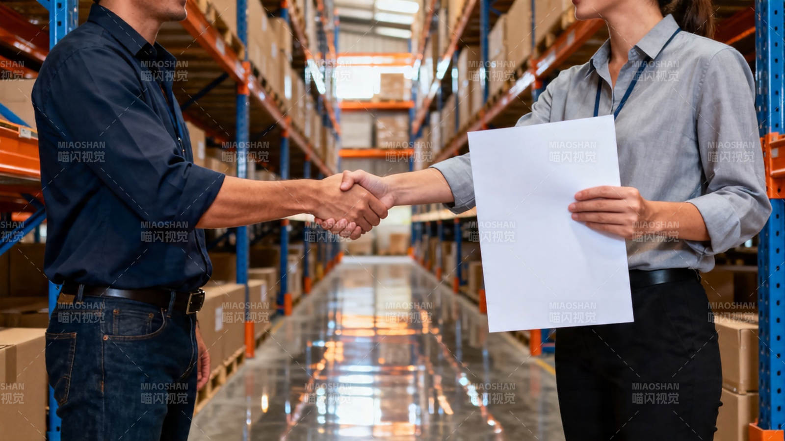 仓库握手签约成功图片
