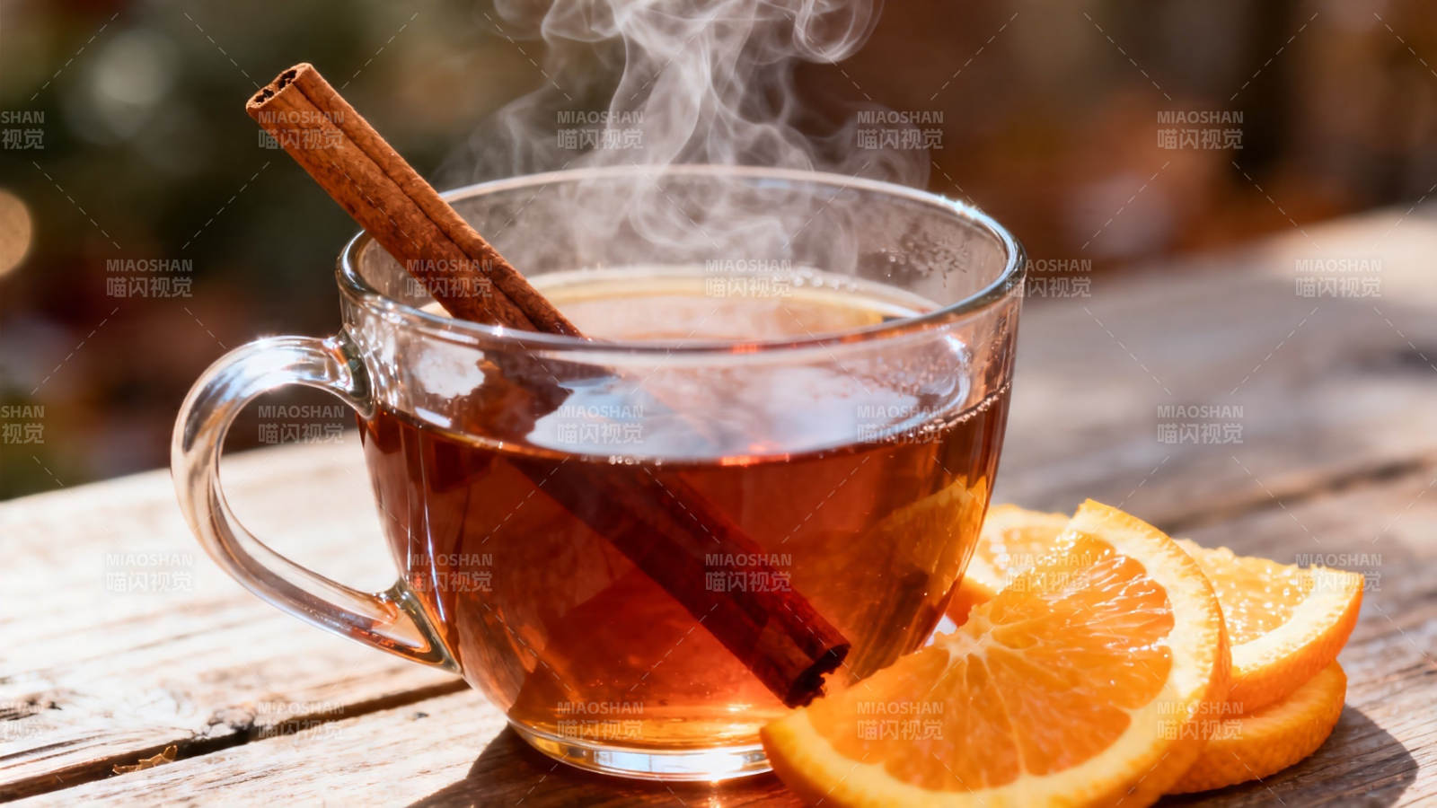 热茶配橙片 暖意融融图片