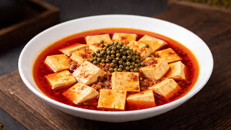 麻婆豆腐 红油青花椒香图片