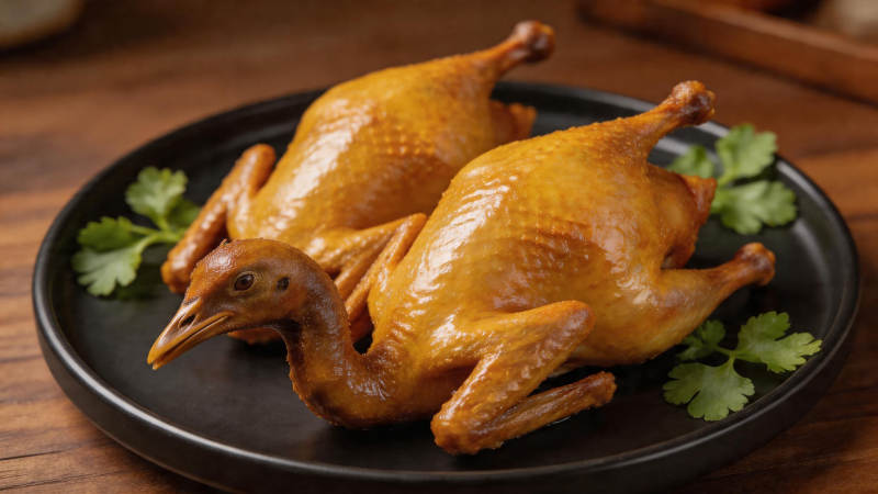 金黄脆皮乳鸽 香气四溢图片