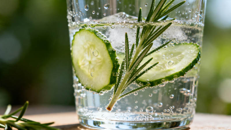 黄瓜迷迭香气泡水图片