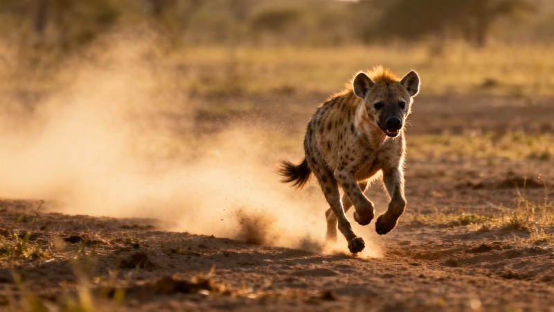 鬣狗狂奔 尘土飞扬图片