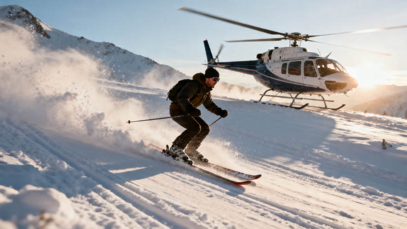 直升机滑雪 雪山极限挑战图片