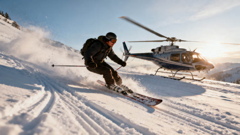 直升机滑雪 雪野飞驰图片