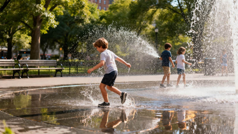 孩童戏水 夏日欢腾图片