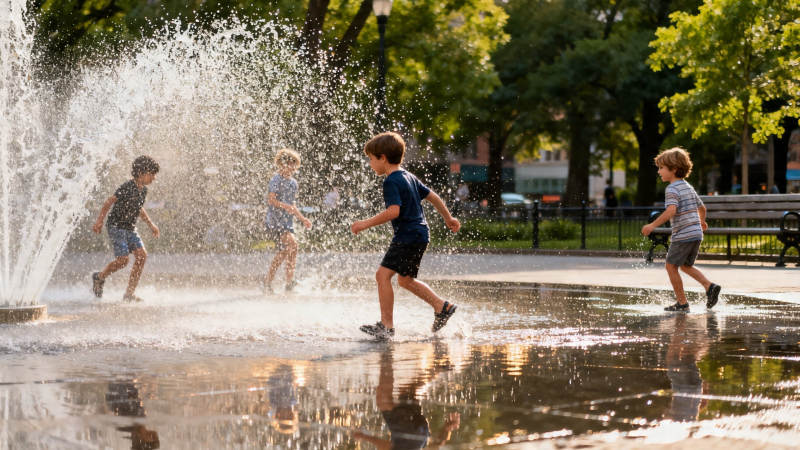 孩童戏水 夏日欢腾图片