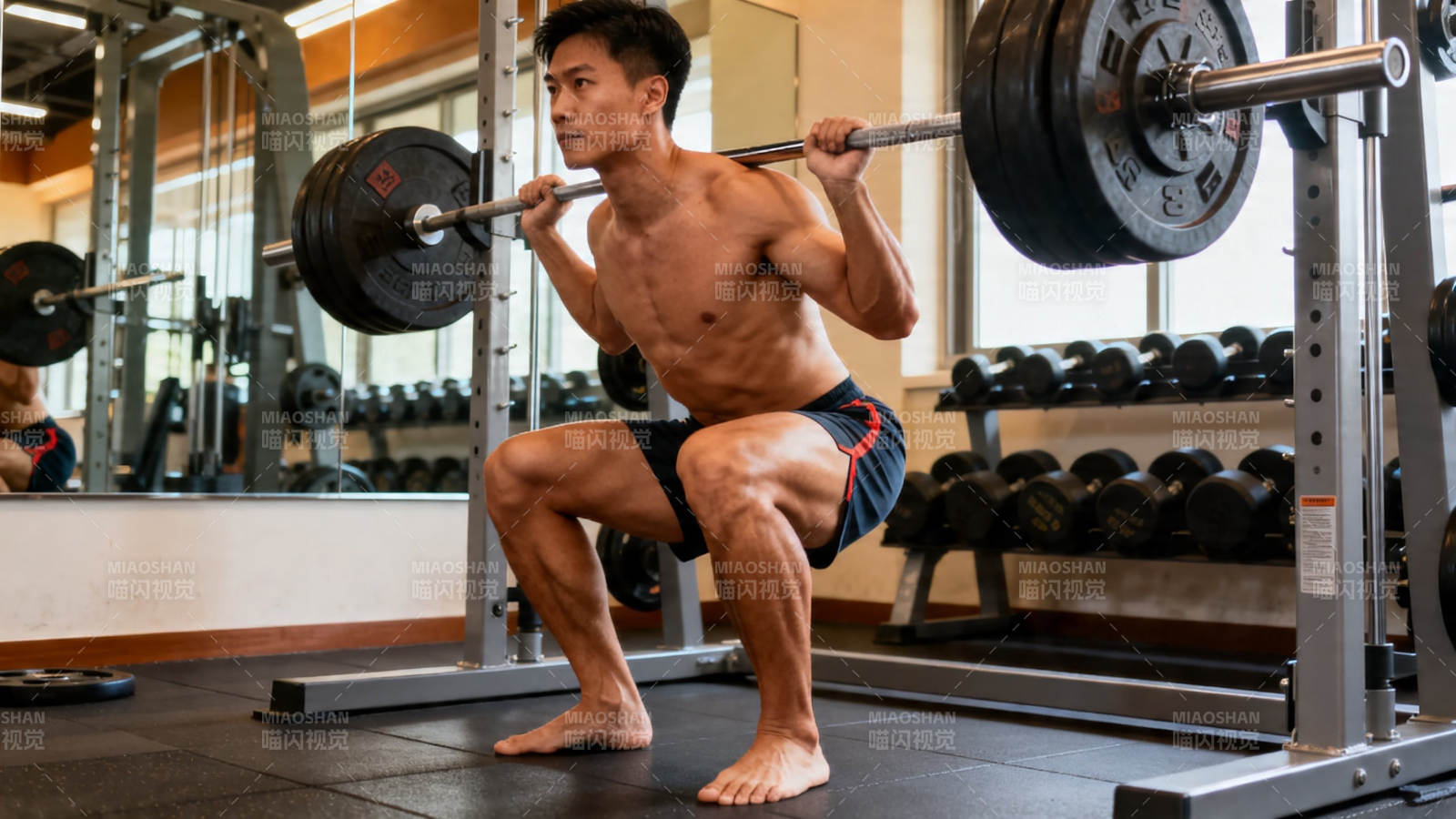 赤脚深蹲 力量爆发瞬间图片