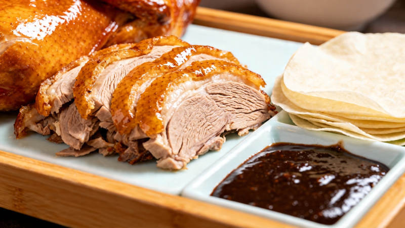 烤鸭配饼酱 色香味俱全图片