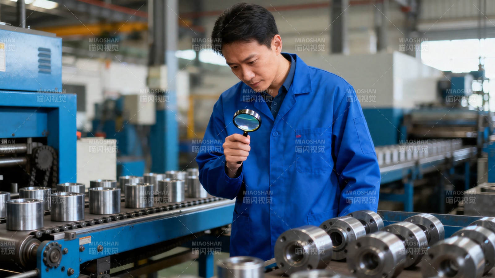 工人质检金属零件图片