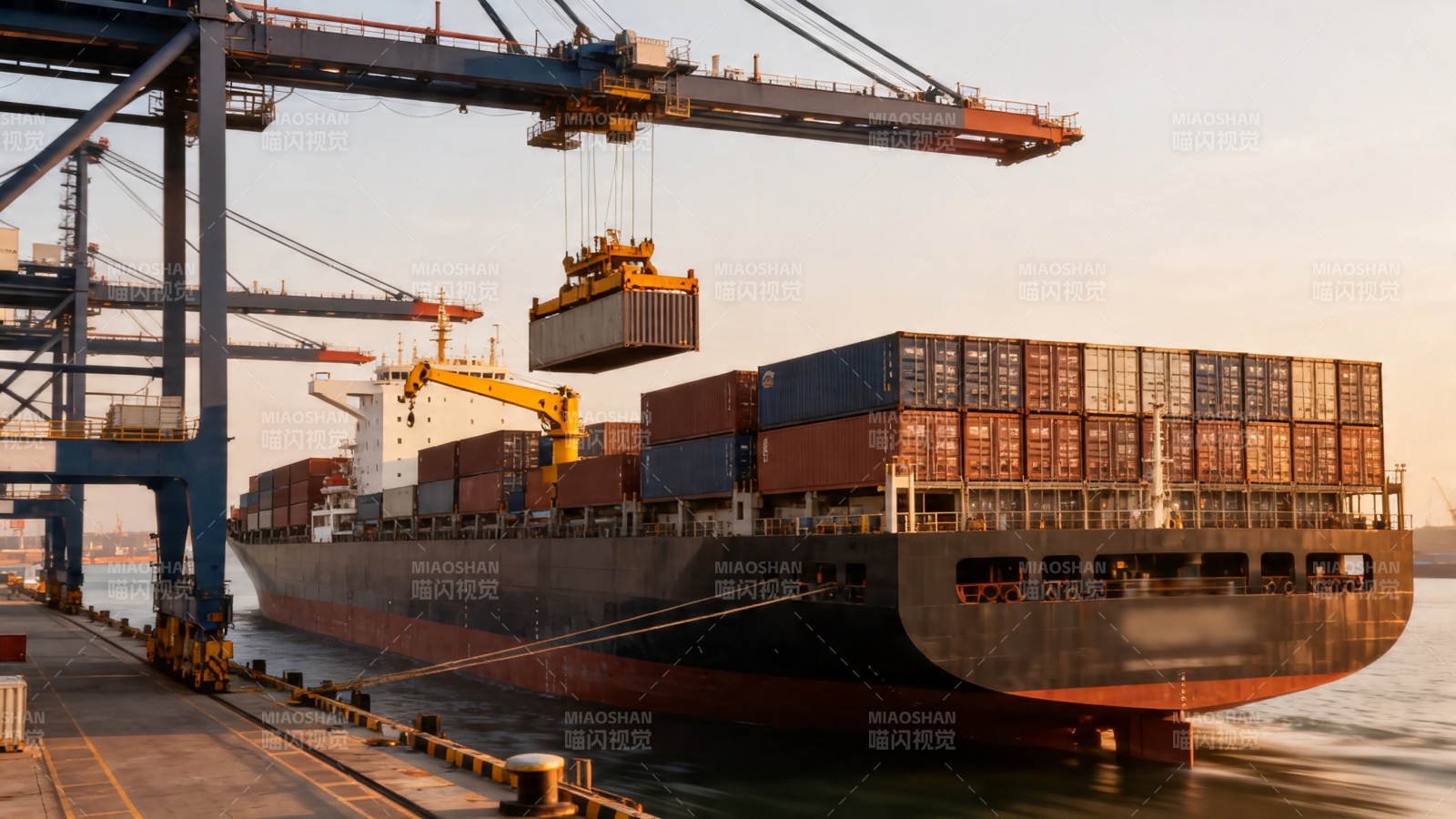 港口集装箱装卸作业繁忙图片