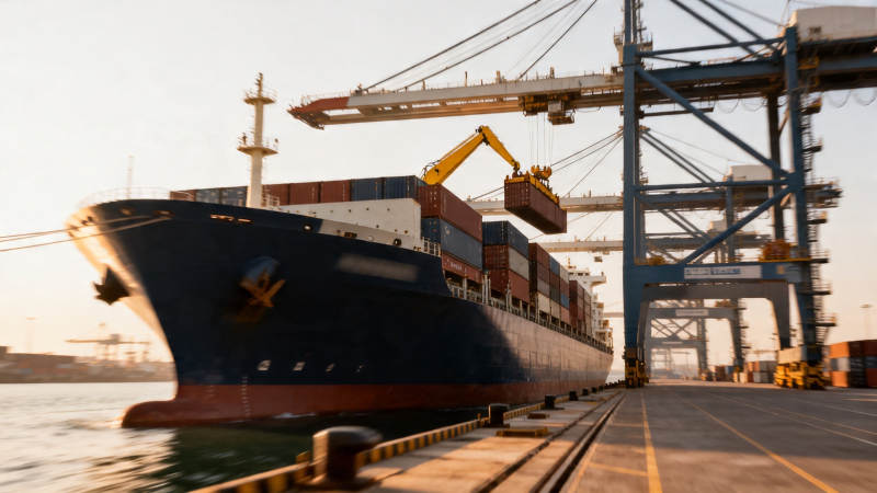 港口货轮装卸集装箱图片