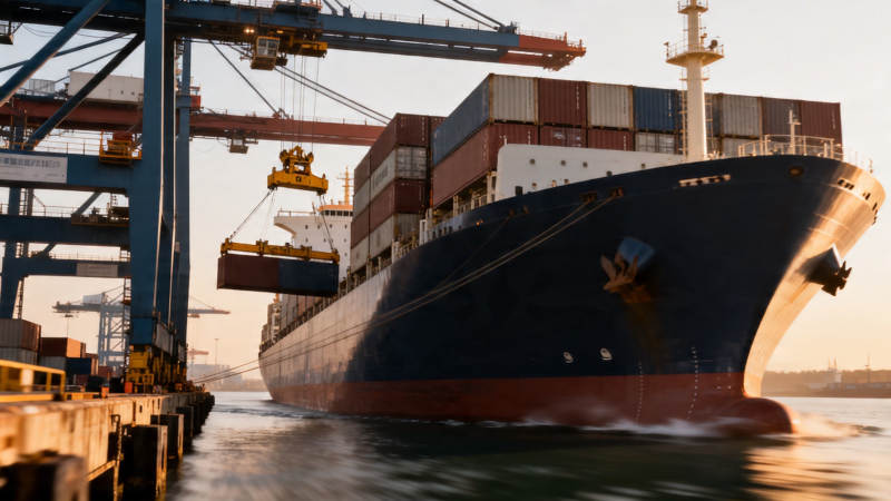 港口巨轮装卸集装箱图片