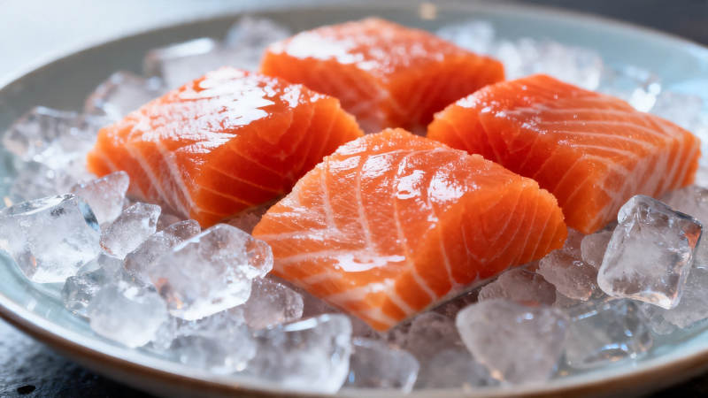 冰镇三文鱼刺身图片