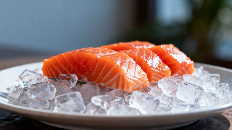 冰镇三文鱼刺身图片