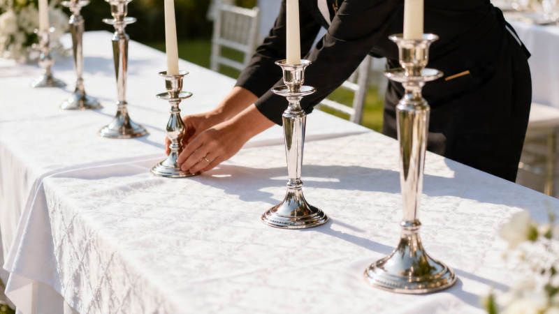 布置婚礼餐桌烛台图片