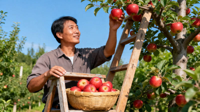 果园采摘红苹果图片