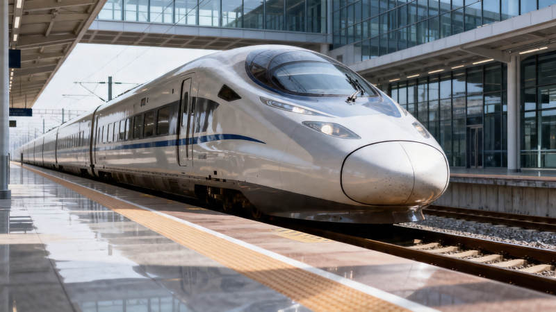 高铁进站 现代出行速写图片