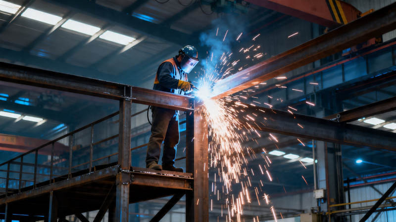 焊工火花四溅作业中图片