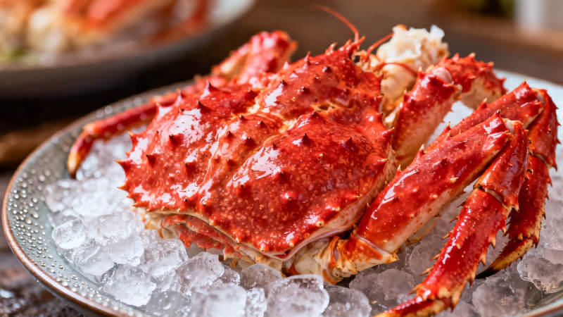 冰镇帝王蟹 鲜红诱人图片