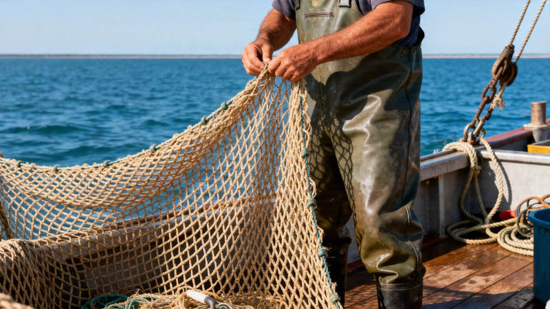 渔民收网 海风拂面图片