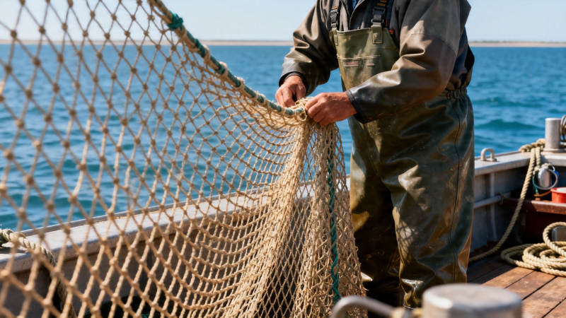 渔民收网 海天一色间劳作图片